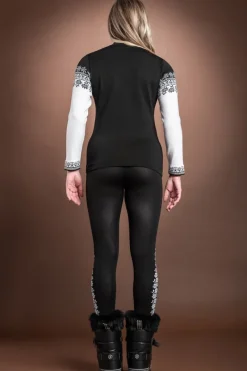 New Pina White - Black Sporty Edelweiss T-Neck 1/ 2 Zip Merintech Merino Base Layer Sweater Women Ski Layers