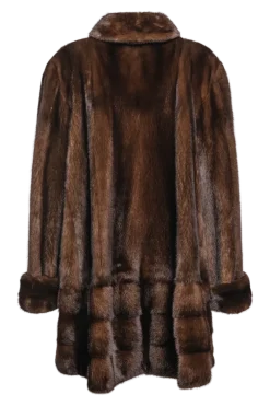 Outlet Plus Size Fashionable Mid Length Mink Fur Coat - Shawl Collar - Horizontal Hem Women Mink|Fur Coats