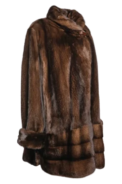 Outlet Plus Size Fashionable Mid Length Mink Fur Coat - Shawl Collar - Horizontal Hem Women Mink|Fur Coats
