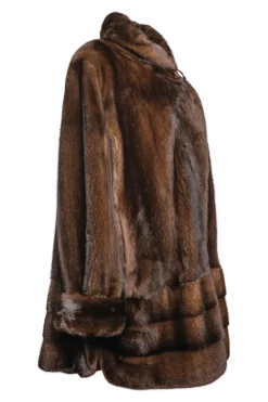 Outlet Plus Size Fashionable Mid Length Mink Fur Coat - Shawl Collar - Horizontal Hem Women Mink|Fur Coats