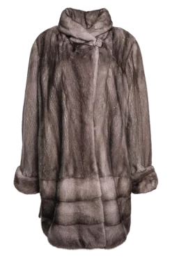 Outlet Plus Size Fashionable Mid Length Mink Fur Coat - Shawl Collar - Horizontal Hem Women Mink|Fur Coats