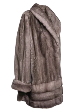 Outlet Plus Size Fashionable Mid Length Mink Fur Coat - Shawl Collar - Horizontal Hem Women Mink|Fur Coats