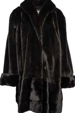 Outlet Plus Size Fashionable Mid Length Mink Fur Coat - Shawl Collar - Horizontal Hem Women Mink|Fur Coats