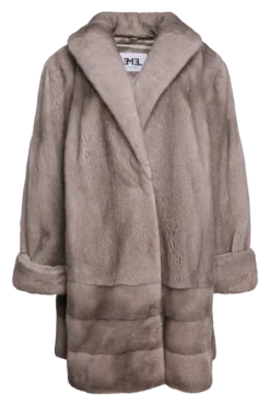 Outlet Plus Size Fashionable Mid Length Mink Fur Coat - Shawl Collar - Horizontal Hem Women Mink|Fur Coats