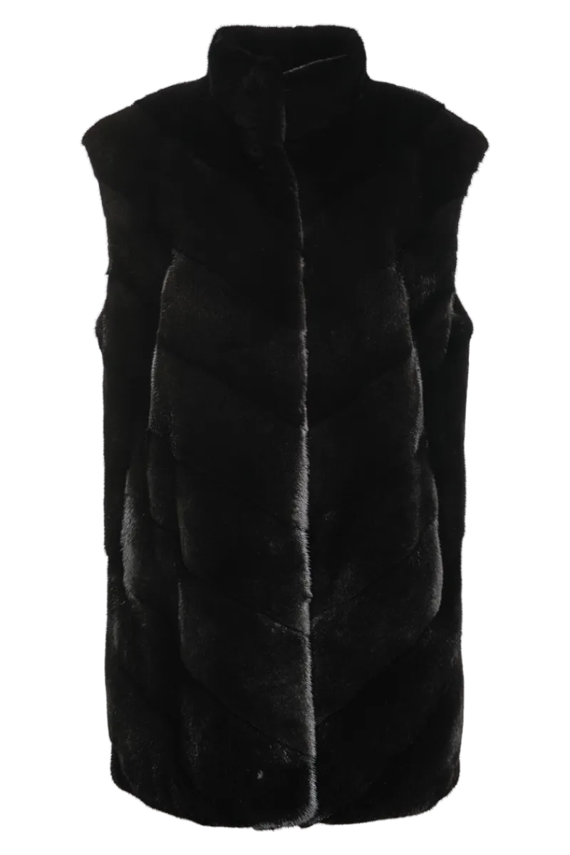 Clearance Plus Size V-Cut Hem Mink Fur Vest Women Mink|Plus Size Furs