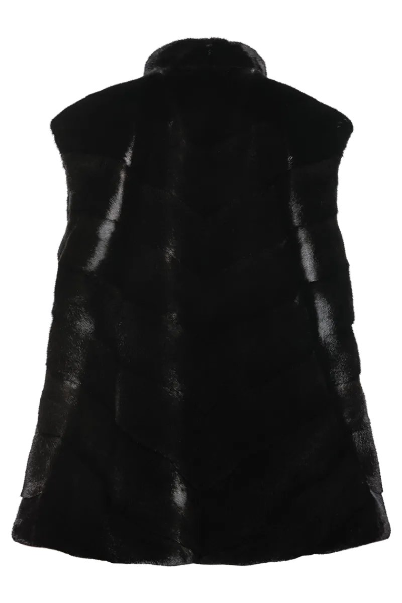 Clearance Plus Size V-Cut Hem Mink Fur Vest Women Mink|Plus Size Furs