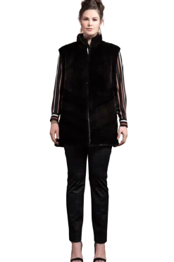 Clearance Plus Size V-Cut Hem Mink Fur Vest Women Mink|Plus Size Furs