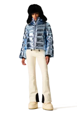 New Polar Flare Metallic Down Ski Jacket Women Ski Jackets