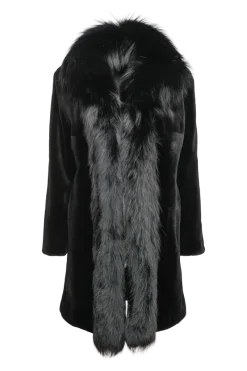 Online Reversible Fitted Sheared Mid Length Mink and Fox Fur Coat Women Mink|Fur Coats