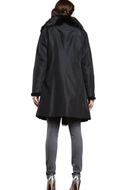 Online Reversible Fitted Sheared Mid Length Mink and Fox Fur Coat Women Mink|Fur Coats