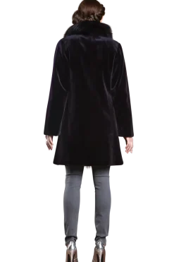 Online Reversible Fitted Sheared Mid Length Mink and Fox Fur Coat Women Mink|Fur Coats