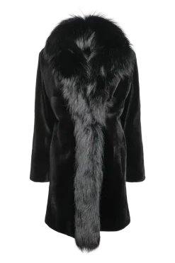 Online Reversible Fitted Sheared Mid Length Mink and Fox Fur Coat Women Mink|Fur Coats