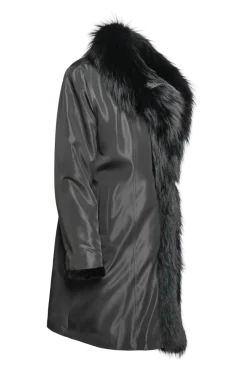 Online Reversible Fitted Sheared Mid Length Mink and Fox Fur Coat Women Mink|Fur Coats