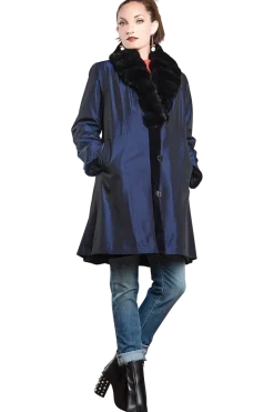 Discount Reversible Fitted Sheared Mid Length Mink Fur Coat - Chinchilla Shawl Collar Women Mink|Fur Coats