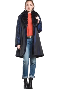 Discount Reversible Fitted Sheared Mid Length Mink Fur Coat - Chinchilla Shawl Collar Women Mink|Fur Coats