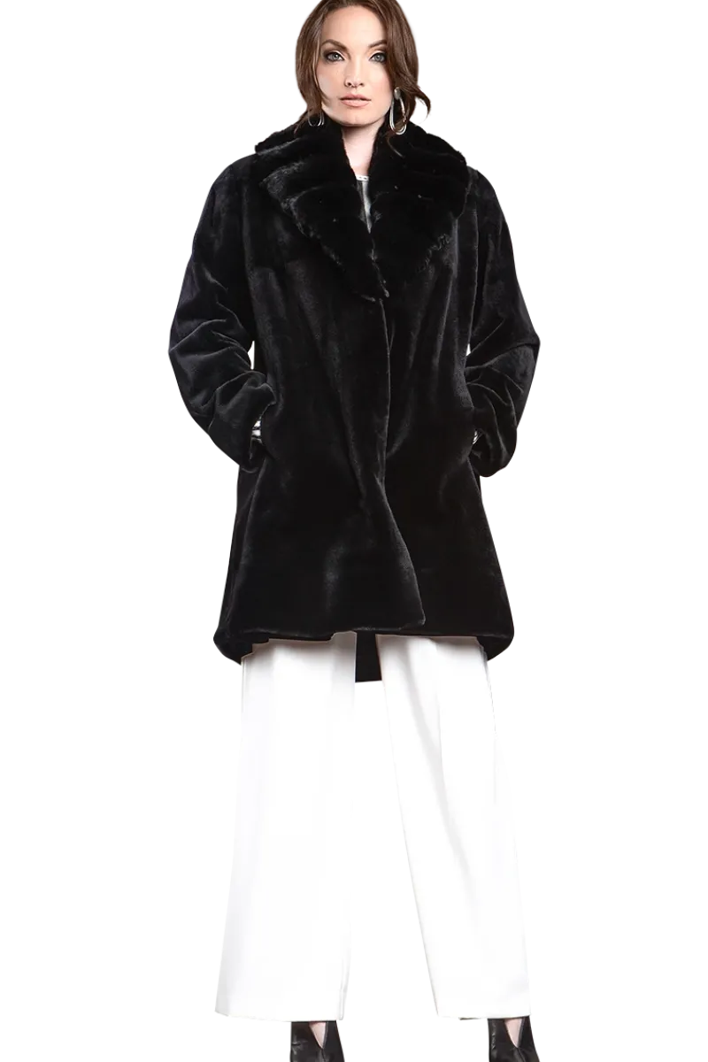 Discount Reversible Fitted Sheared Mid Length Mink Fur Coat - Chinchilla Shawl Collar Women Mink|Fur Coats