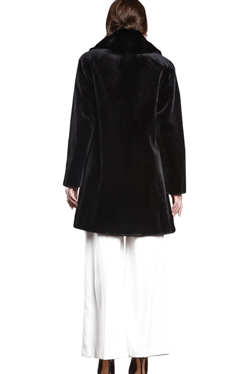 Discount Reversible Fitted Sheared Mid Length Mink Fur Coat - Chinchilla Shawl Collar Women Mink|Fur Coats