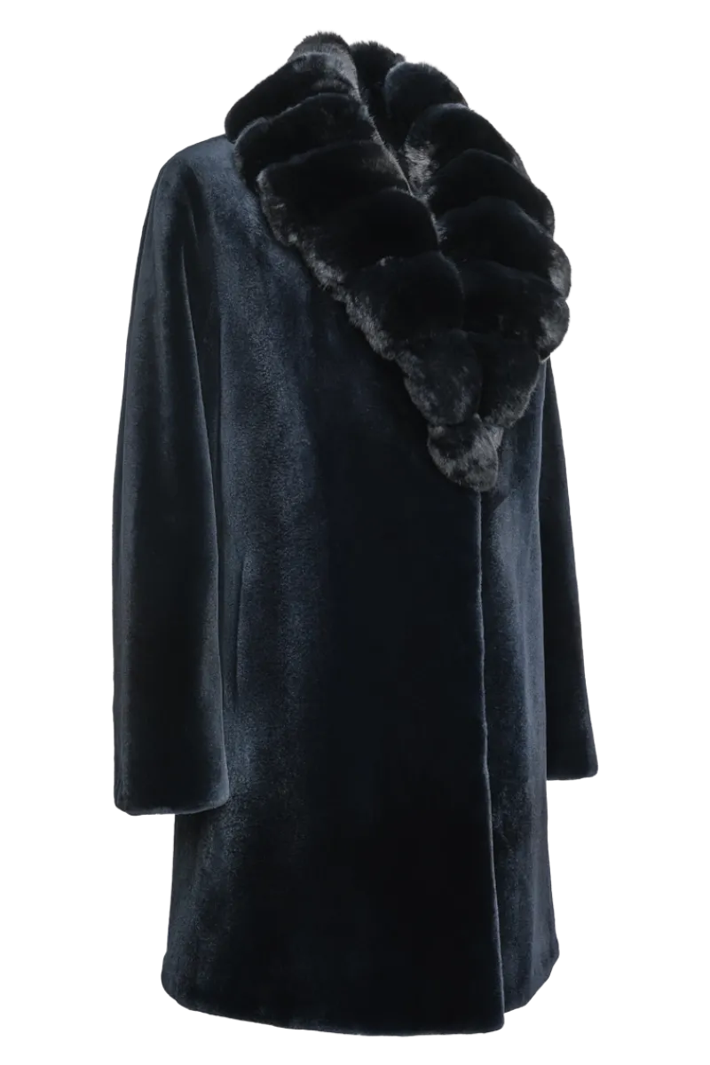 Discount Reversible Fitted Sheared Mid Length Mink Fur Coat - Chinchilla Shawl Collar Women Mink|Fur Coats
