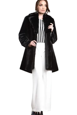 Discount Reversible Fitted Sheared Mid Length Mink Fur Coat - Chinchilla Shawl Collar Women Mink|Fur Coats