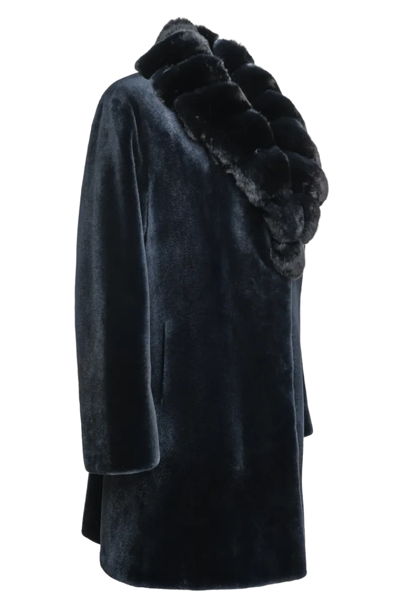 Discount Reversible Fitted Sheared Mid Length Mink Fur Coat - Chinchilla Shawl Collar Women Mink|Fur Coats