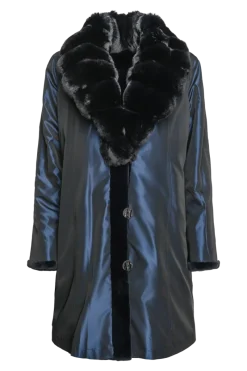 Discount Reversible Fitted Sheared Mid Length Mink Fur Coat - Chinchilla Shawl Collar Women Mink|Fur Coats