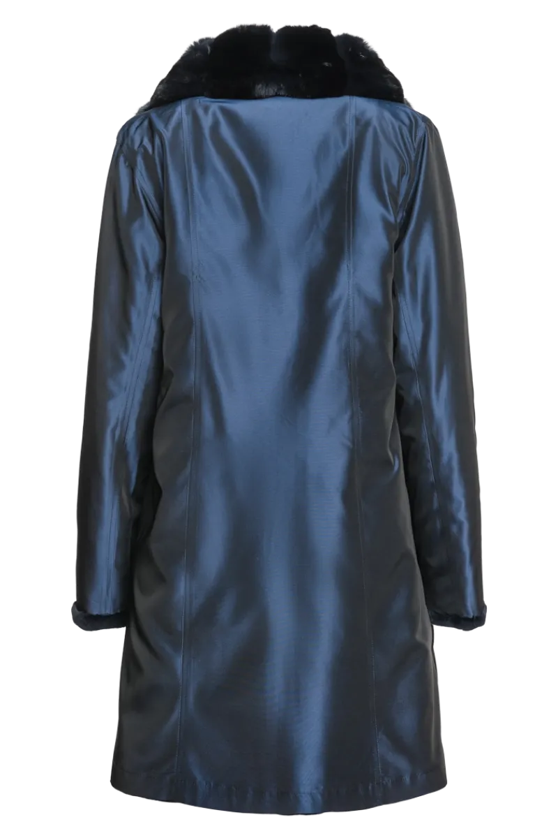 Discount Reversible Fitted Sheared Mid Length Mink Fur Coat - Chinchilla Shawl Collar Women Mink|Fur Coats