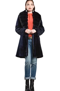 Discount Reversible Fitted Sheared Mid Length Mink Fur Coat - Chinchilla Shawl Collar Women Mink|Fur Coats