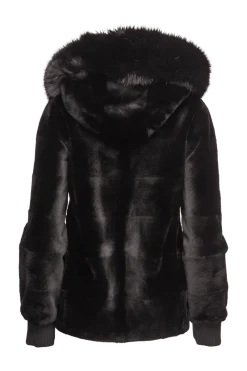 Best Reversible Plaid & Sheared Mink Fur Jacket - Fox Trimmed Hood Women Mink|Fur Jackets