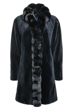 Discount Reversible Sheared Mink and Chinchilla Fitted Mid-Length Fur Coat Women Mink|Fur Coats