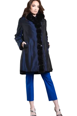 Discount Reversible Sheared Mink and Chinchilla Fitted Mid-Length Fur Coat Women Mink|Fur Coats