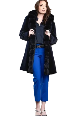Discount Reversible Sheared Mink and Chinchilla Fitted Mid-Length Fur Coat Women Mink|Fur Coats
