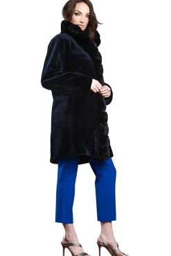Discount Reversible Sheared Mink and Chinchilla Fitted Mid-Length Fur Coat Women Mink|Fur Coats