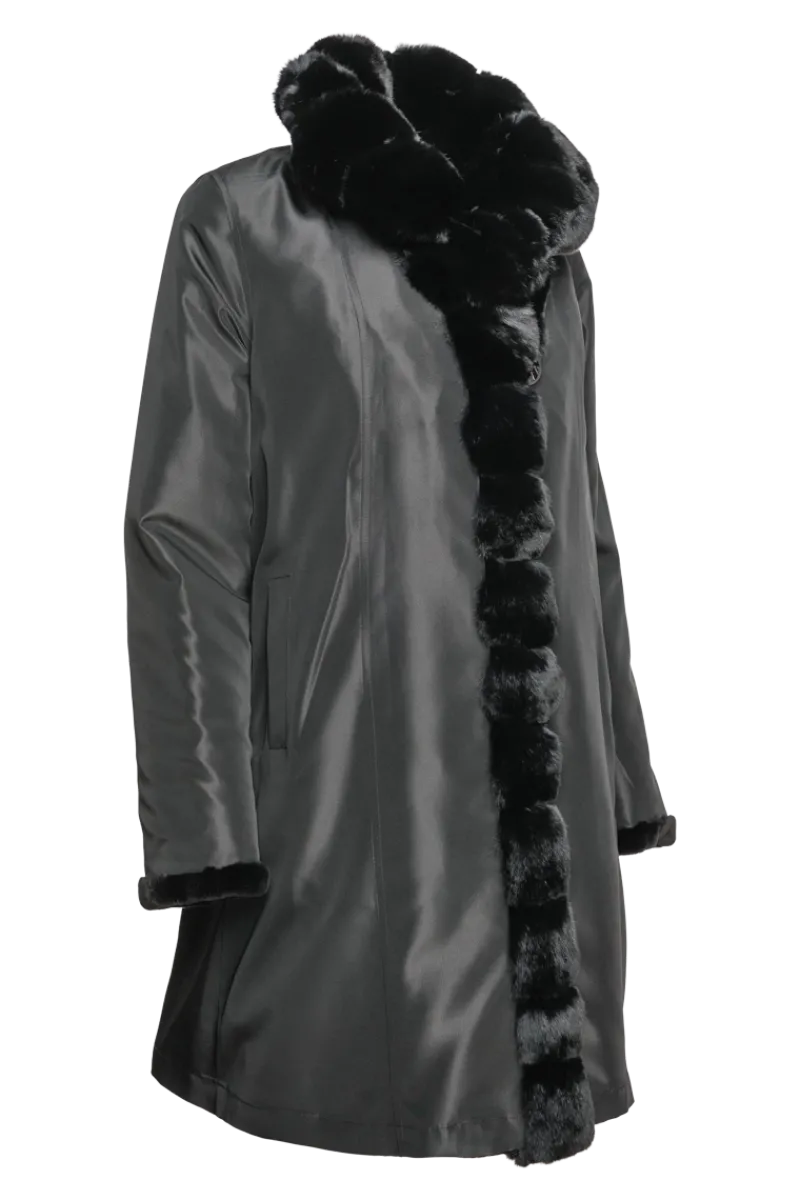 Discount Reversible Sheared Mink and Chinchilla Fitted Mid-Length Fur Coat Women Mink|Fur Coats