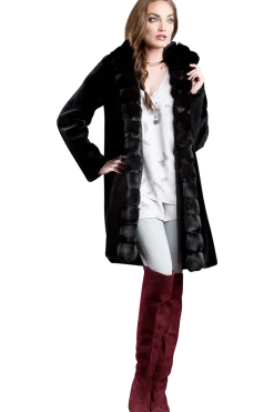 Discount Reversible Sheared Mink and Chinchilla Fitted Mid-Length Fur Coat Women Mink|Fur Coats