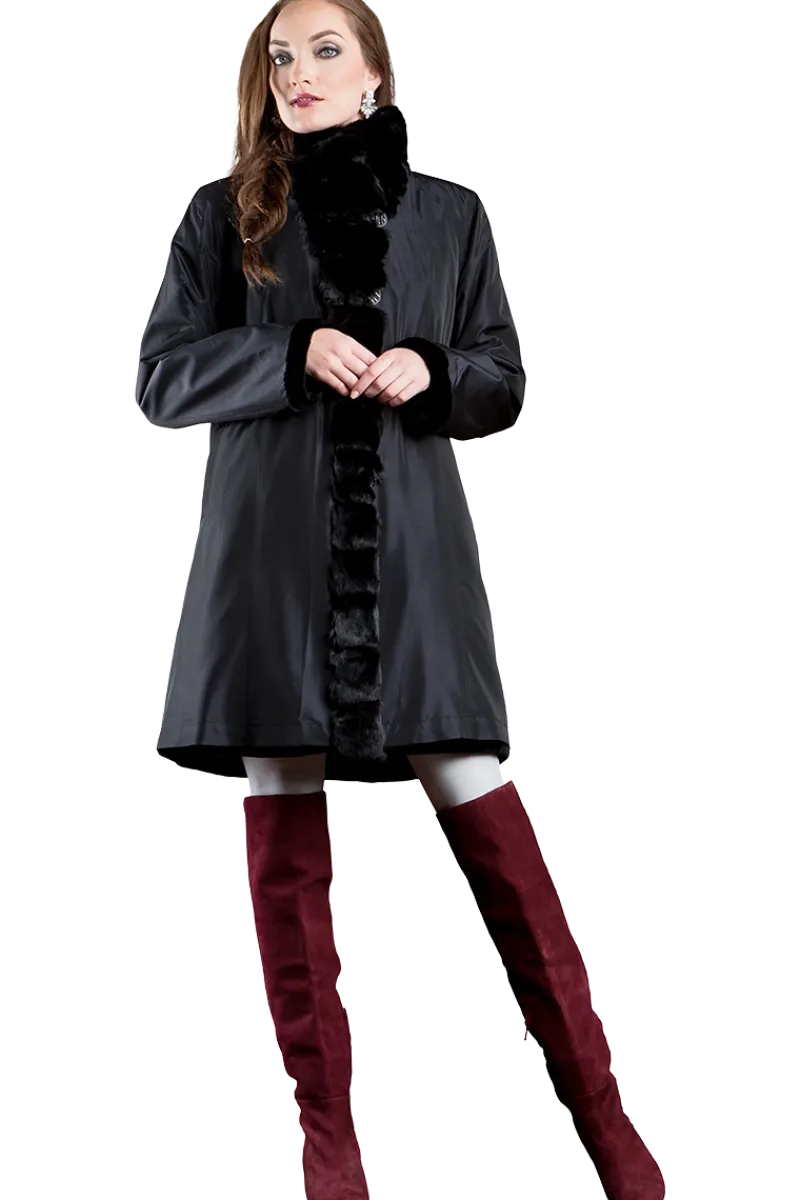 Discount Reversible Sheared Mink and Chinchilla Fitted Mid-Length Fur Coat Women Mink|Fur Coats