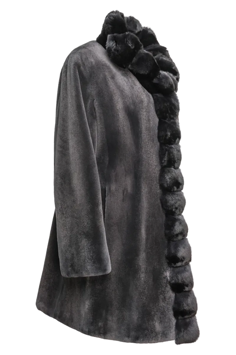 Discount Reversible Sheared Mink and Chinchilla Fitted Mid-Length Fur Coat Women Mink|Fur Coats