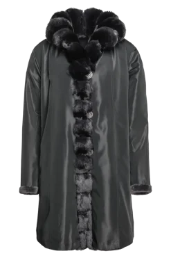 Discount Reversible Sheared Mink and Chinchilla Fitted Mid-Length Fur Coat Women Mink|Fur Coats