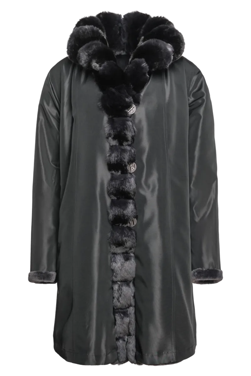 Discount Reversible Sheared Mink and Chinchilla Fitted Mid-Length Fur Coat Women Mink|Fur Coats