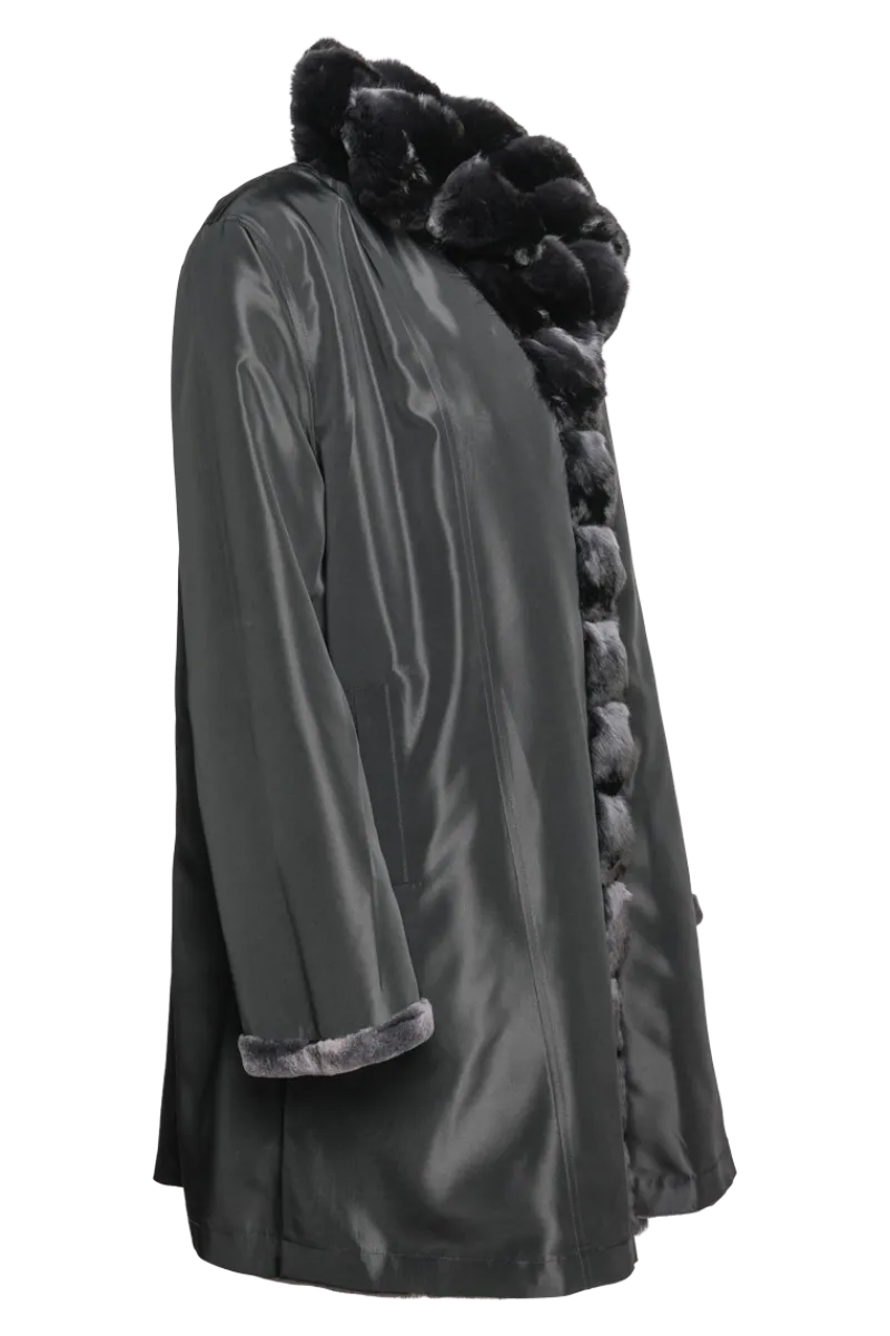 Discount Reversible Sheared Mink and Chinchilla Fitted Mid-Length Fur Coat Women Mink|Fur Coats