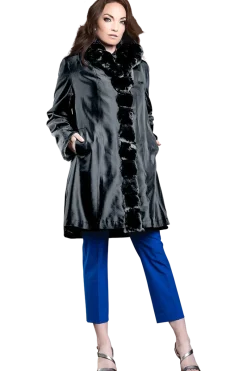 Discount Reversible Sheared Mink and Chinchilla Fitted Mid-Length Fur Coat Women Mink|Fur Coats