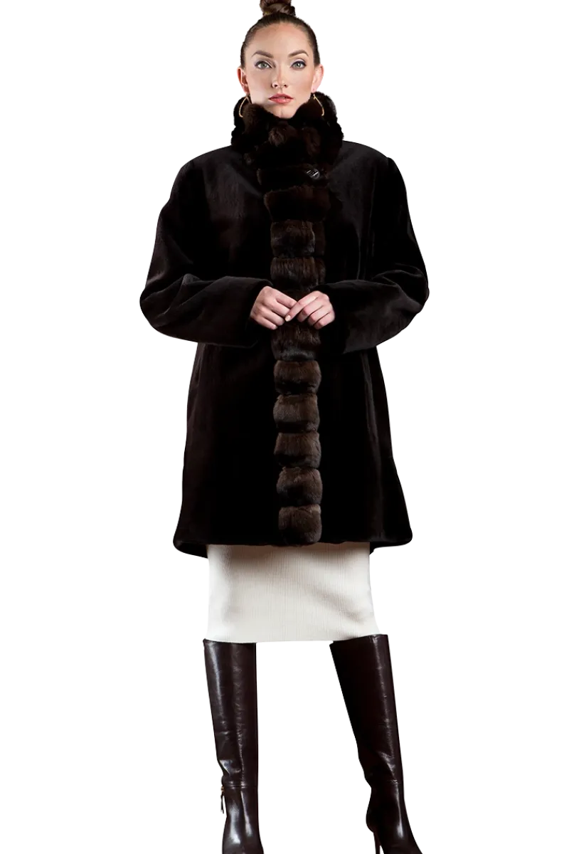 Discount Reversible Sheared Mink and Chinchilla Fitted Mid-Length Fur Coat Women Mink|Fur Coats