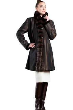 Discount Reversible Sheared Mink and Chinchilla Fitted Mid-Length Fur Coat Women Mink|Fur Coats