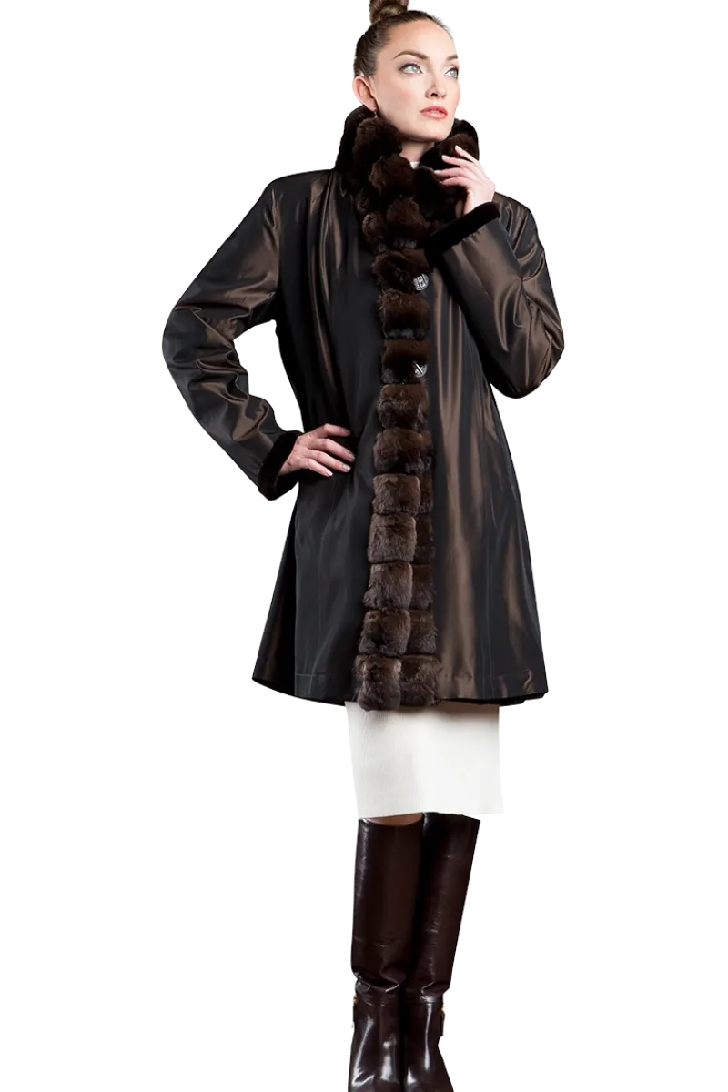 Discount Reversible Sheared Mink and Chinchilla Fitted Mid-Length Fur Coat Women Mink|Fur Coats