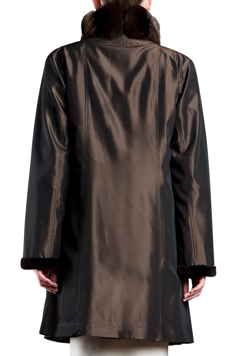 Discount Reversible Sheared Mink and Chinchilla Fitted Mid-Length Fur Coat Women Mink|Fur Coats