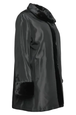 Clearance Reversible Sheared Mink Mid-Length Fur Coat - Wing Collar - TB Cuff Women Mink|Fur Coats