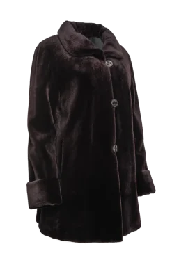 Clearance Reversible Sheared Mink Mid-Length Fur Coat - Wing Collar - TB Cuff Women Mink|Fur Coats