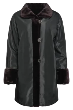 Clearance Reversible Sheared Mink Mid-Length Fur Coat - Wing Collar - TB Cuff Women Mink|Fur Coats