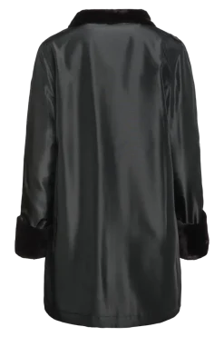 Clearance Reversible Sheared Mink Mid-Length Fur Coat - Wing Collar - TB Cuff Women Mink|Fur Coats