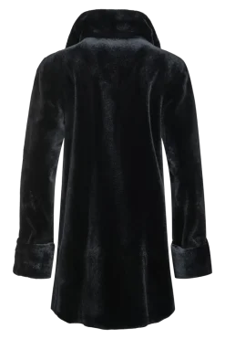 Clearance Reversible Sheared Mink Mid-Length Fur Coat - Wing Collar - TB Cuff Women Mink|Fur Coats