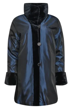 Clearance Reversible Sheared Mink Mid-Length Fur Coat - Wing Collar - TB Cuff Women Mink|Fur Coats